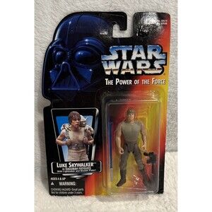 STAR WARS POTF LUKE SKYWALKER DAGOBAH FATIGUES W/LIGHTSABER & BLASTER PISTOL
